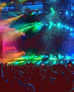 Colorful Live Concert with Crowd and Stage Lights